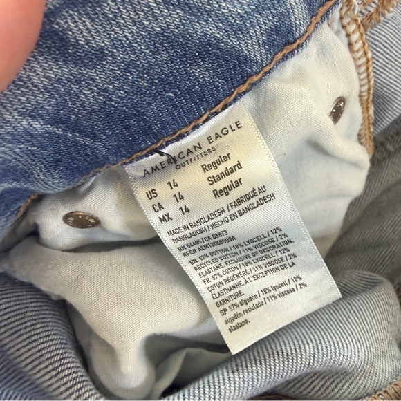 American Eagle Jeans Women 14 Curvy Super High Rise Wide Leg Baggy Cargo Stretch - Picture 7 of 8